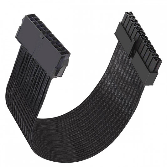 ATX3.0 24Pin Male to ATX 24pin Female Extension Power Cable Cord 30cm with Sleeve for Mainboard Motherboard Desktops PC Supply