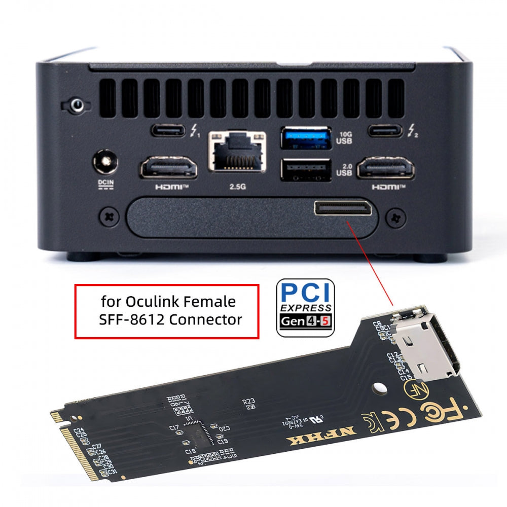 2280 PCI-E5.0 4.0 M.2 M-key NVME to Oculink SFF-8612 SFF-8611 & SSD Host Adapter with for NUC15 Pro Mini PC Computer Tall Type NUC15CRH