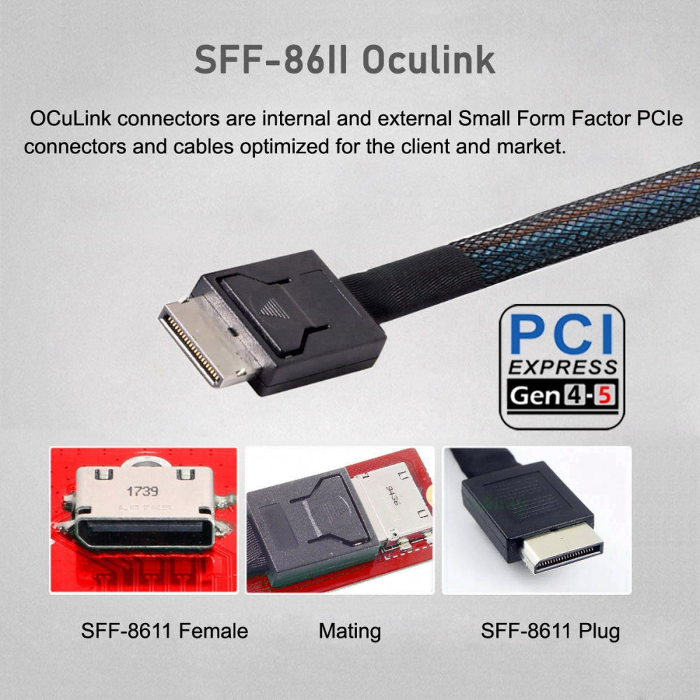 2280 PCI-E5.0 4.0 M.2 M-key NVME to Oculink SFF-8612 SFF-8611 & SSD Host Adapter with for NUC15 Pro Mini PC Computer Tall Type NUC15CRH