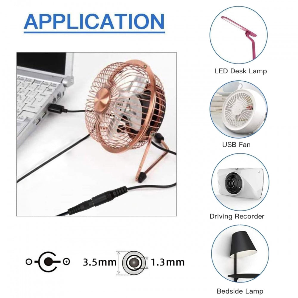 DC 3.5x1.35mm Plug to USB Type-A Power Charge Cable 100cm for DC 5V Desk Lamp Fan Camera
