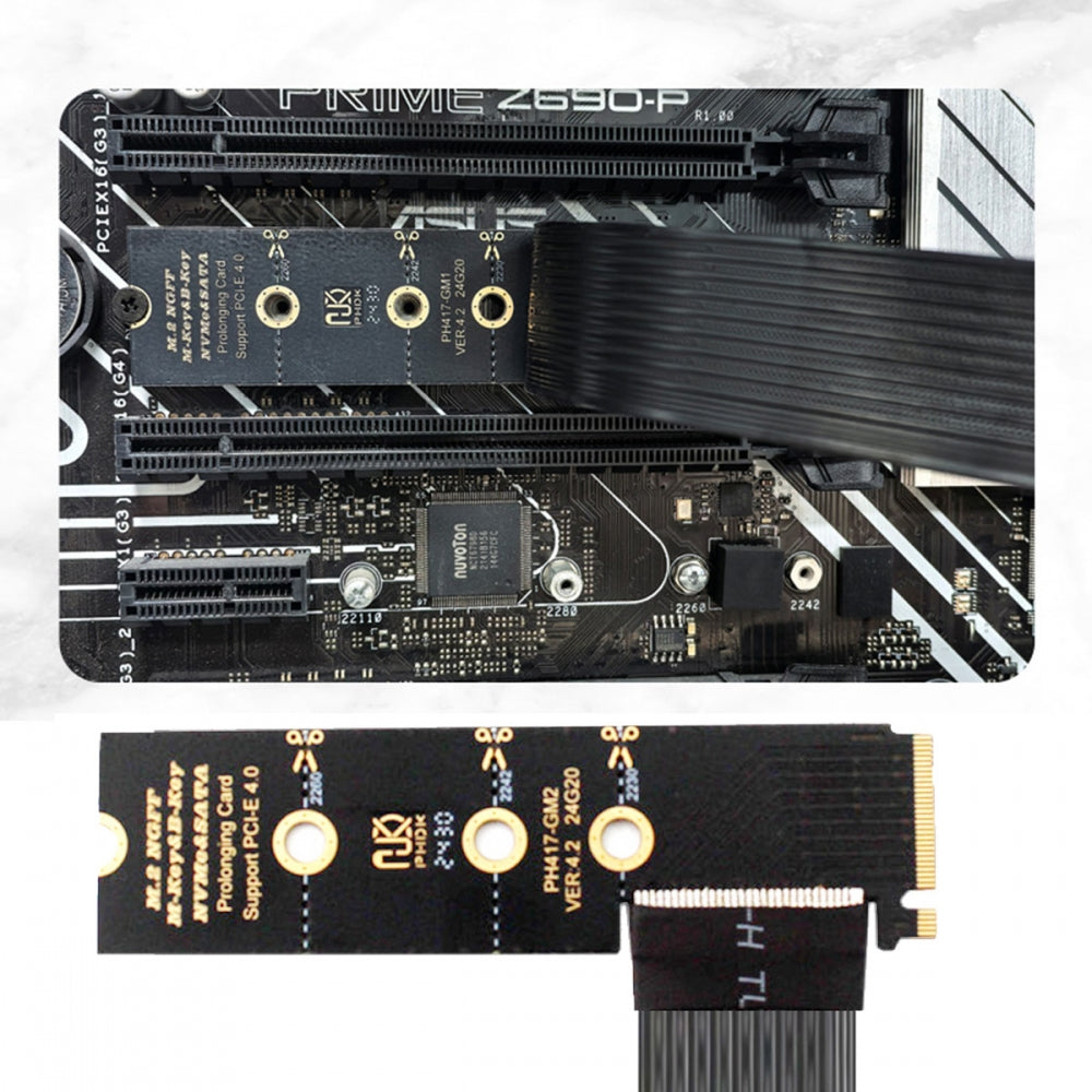 Right Angled Type 90 Degree M.2 NGFF NVMe M-Key to Up Angled PCI-E X1 X4 X8 X16 Socket Cable Graphics Card Extension Adapter PCI-Express for M2 2260 2280