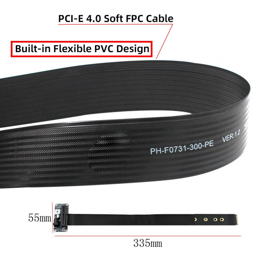 Right Angled Type 90 Degree M.2 NGFF NVMe M-Key to Up Angled PCI-E X1 X4 X8 X16 Socket Cable Graphics Card Extension Adapter PCI-Express for M2 2260 2280