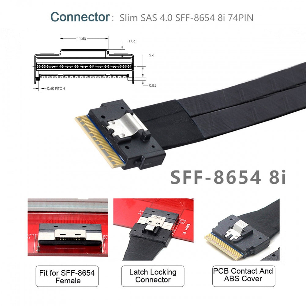 Slimline 8X SFF-8654 74Pin to PCIE PCI-Express 16x Adapter TGX with PCI-E 6Pin Power Switch Port for Mainboard Graphics Card
