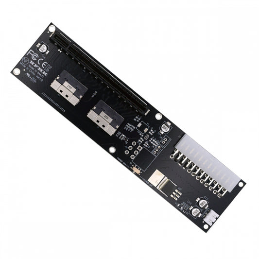 Dual Slimline 8X SFF-8654 74Pin VROC to PCIE PCI-Express 16x Adapter with ATX 24Pin Power Switch Port for Mainboard Graphics Card