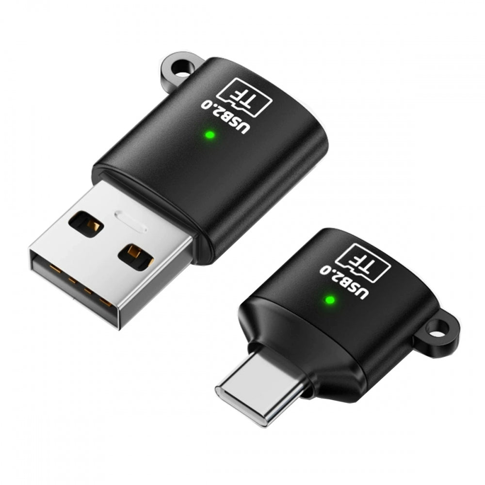 2pcs/lot USB-C Type-C Host & USB 2.0 Type-A to TF Micro-SD T-Flash Card Reader OTG Adapter for Laptop Tablet Phone