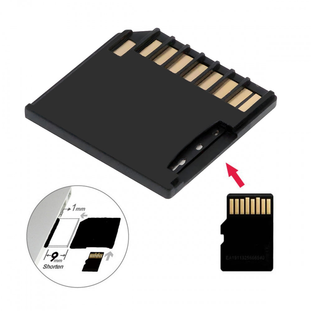 Black Micro SD TF T-Flash Memory Card to SD Card Socket Adapter Low Profile Short Body for Extra Storage Mac Laptop