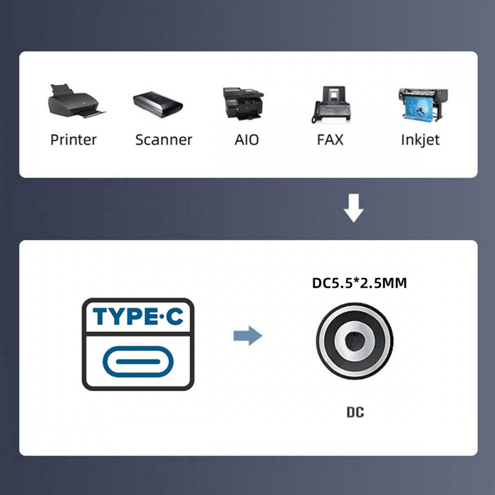 Type C USB-C Input with 5.1K Resistor to 5V DC 5.5*2.5mm Output Power Charge Cable 100cm for DC5V Desk Lamp Fan Camera