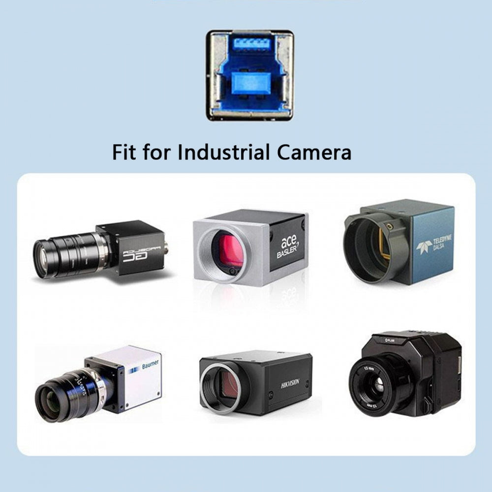 USB 3.0 Type-A Male to Type-B Thumbscrew Standard Male Mount Panel Type for Industrial Camera Robot Scanner Disk