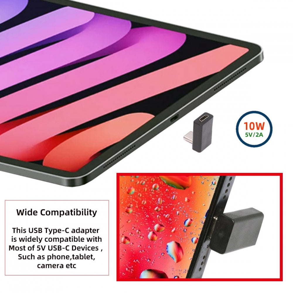 2pcs/lot Micro USB Female to USB-C USB2.0 Type-C Male Power Data Adapter 90 Degree Up Angled Type