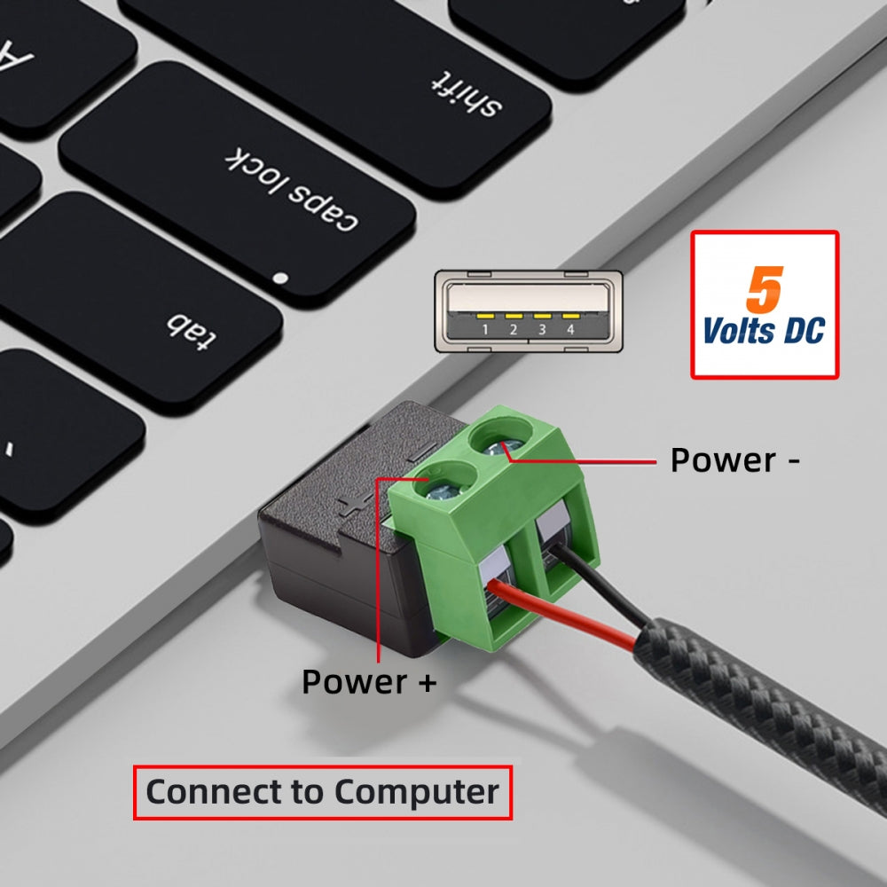 5pcs/set 2Pin Terminal Input to USB2.0 Type-A Male Plug Output Connector DIY OEM Repair Solderless Connector DC 5V Power