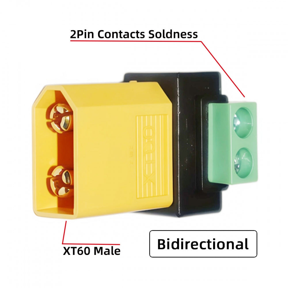 XT60 Male to Solderless 2Pin Contacts Terminal Female Fast Charging Adapter for DIY OEM Repair Connector