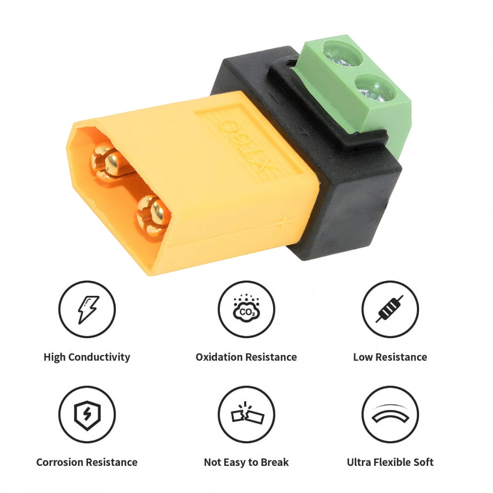 XT60 Male to Solderless 2Pin Contacts Terminal Female Fast Charging Adapter for DIY OEM Repair Connector