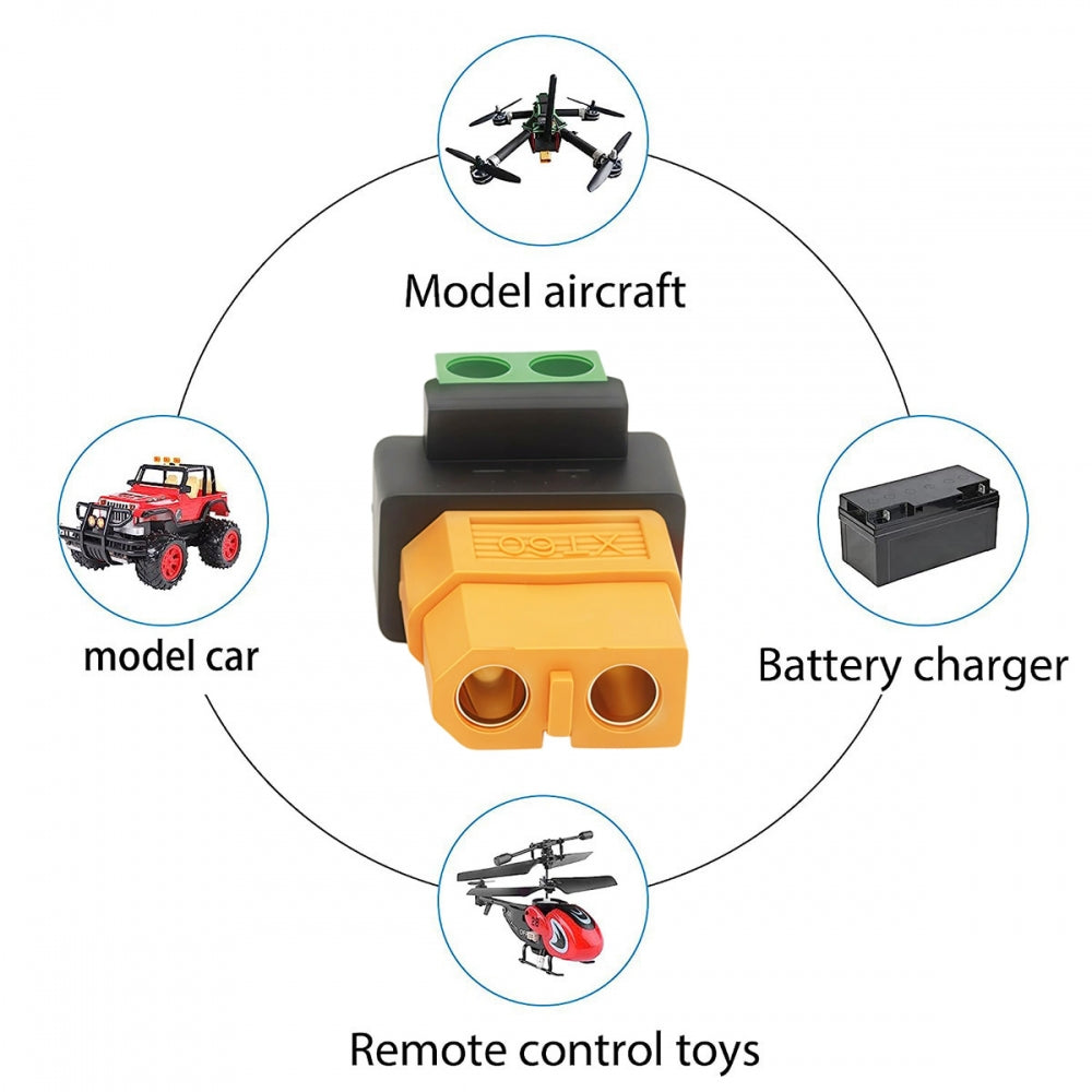XT60 Female to Solderless 2Pin Contacts Terminal Female Fast Charging Adapter for DIY OEM Repair Connector