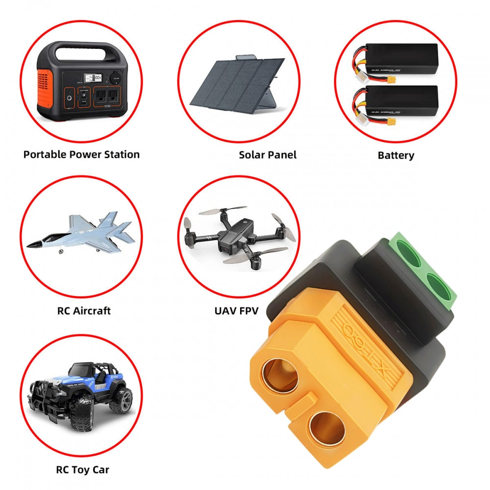 XT60 Female to Solderless 2Pin Contacts Terminal Female Fast Charging Adapter for DIY OEM Repair Connector