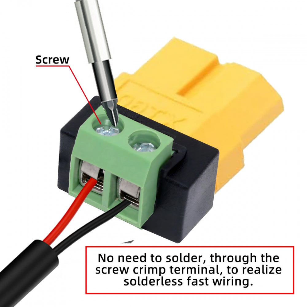 XT60 Female to Solderless 2Pin Contacts Terminal Female Fast Charging Adapter for DIY OEM Repair Connector