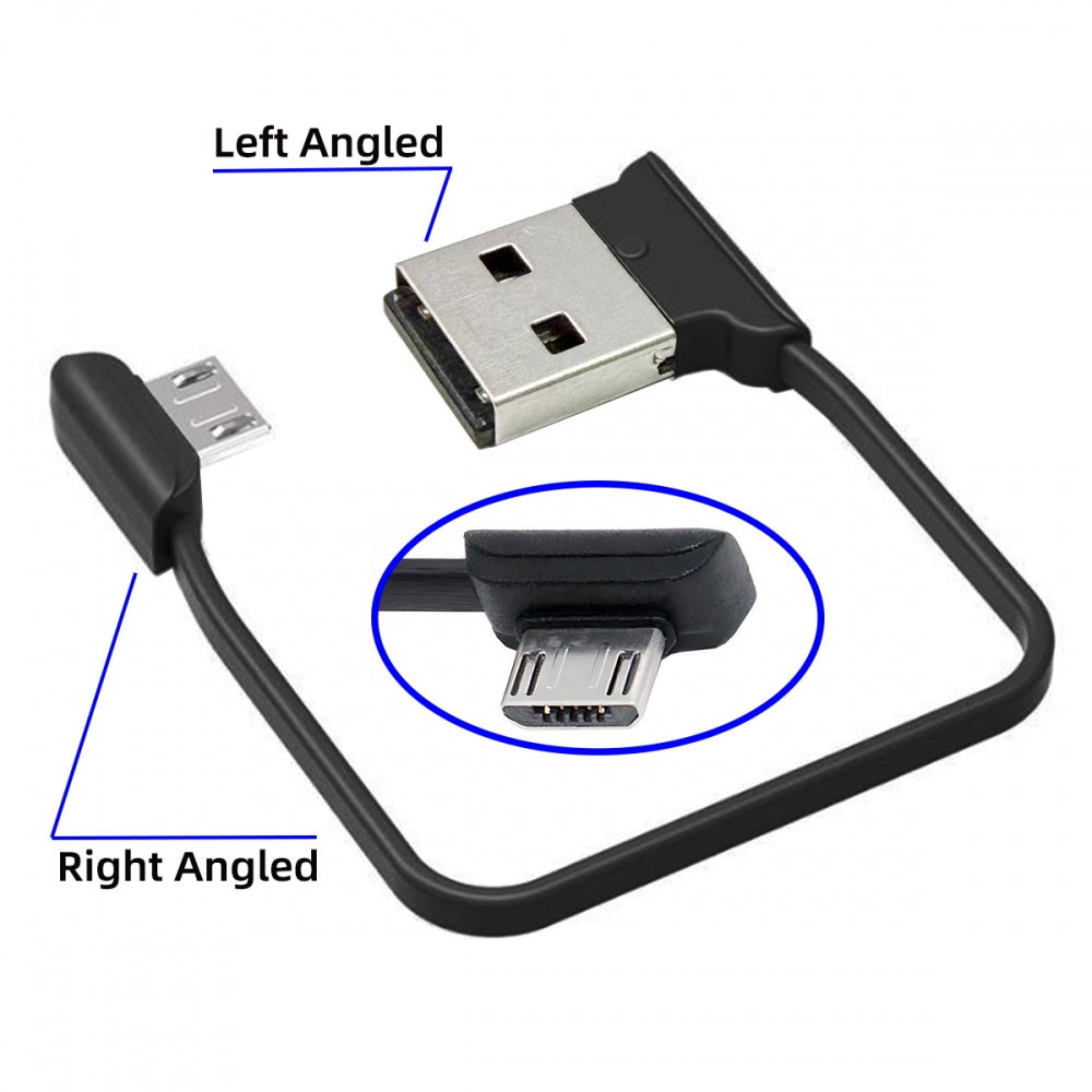 Left Angled Micro USB 5Pin to Right Angled 90 Degree USB 2.0 Data Power Cable Flat Slim for Tablet  Phone USB-Key Digital Certificate 12cm