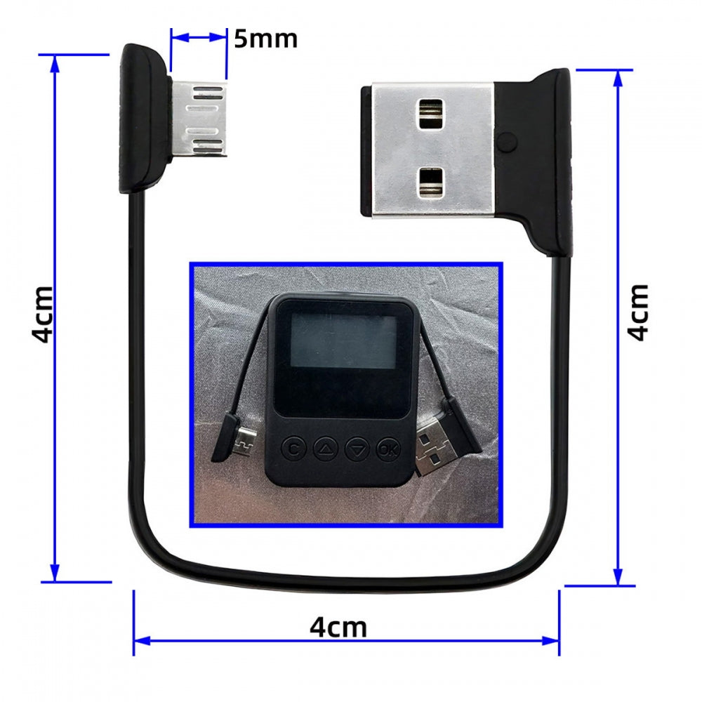 Left Angled Micro USB 5Pin to Right Angled 90 Degree USB 2.0 Data Power Cable Flat Slim for Tablet  Phone USB-Key Digital Certificate 12cm