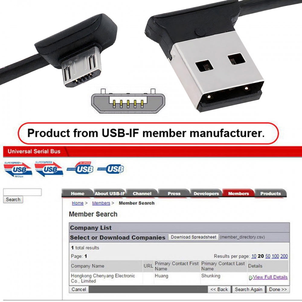 Left Angled Micro USB 5Pin to Right Angled 90 Degree USB 2.0 Data Power Cable Flat Slim for Tablet  Phone USB-Key Digital Certificate 12cm