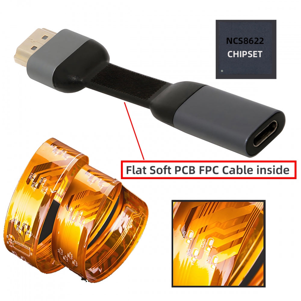 USB-C Type-C Female Host to HDMI Male 4K 60hz Sink HDTV Adapter Ultra Slim Flat Cable 1080p for Laptop Tablet Phone