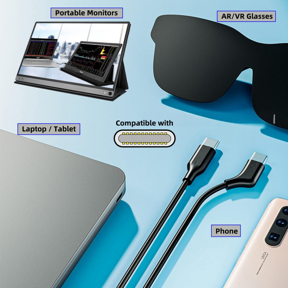 USB-C 10Gbps Type-C Video 4K Power PD 65W  Ultra-Fine Flexable Cable Right Angled 135 Degree Connector for VR AR Glasses NS Handheld Console