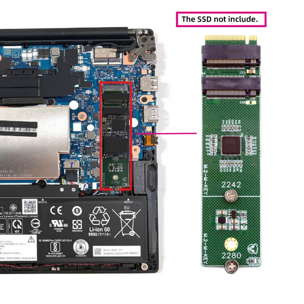 NGFF NVME M-Key Riser Card to Dual Ports 2242 2280 NGFF Key-M NVME SSD Adapter PCIE Packet Switch Compatible with NAS Industrial Control Motherboard