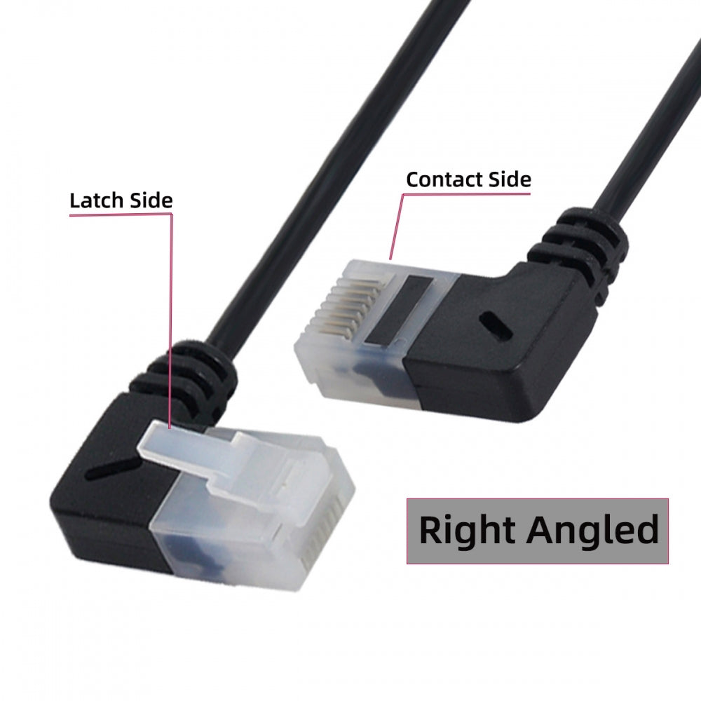 Ultra Slim Cat6 Ethernet Cable RJ45 Right to Right Angled UTP Network Cable Patch Cord 90 Degree Cat6a Lan for Laptop Router TV BOX