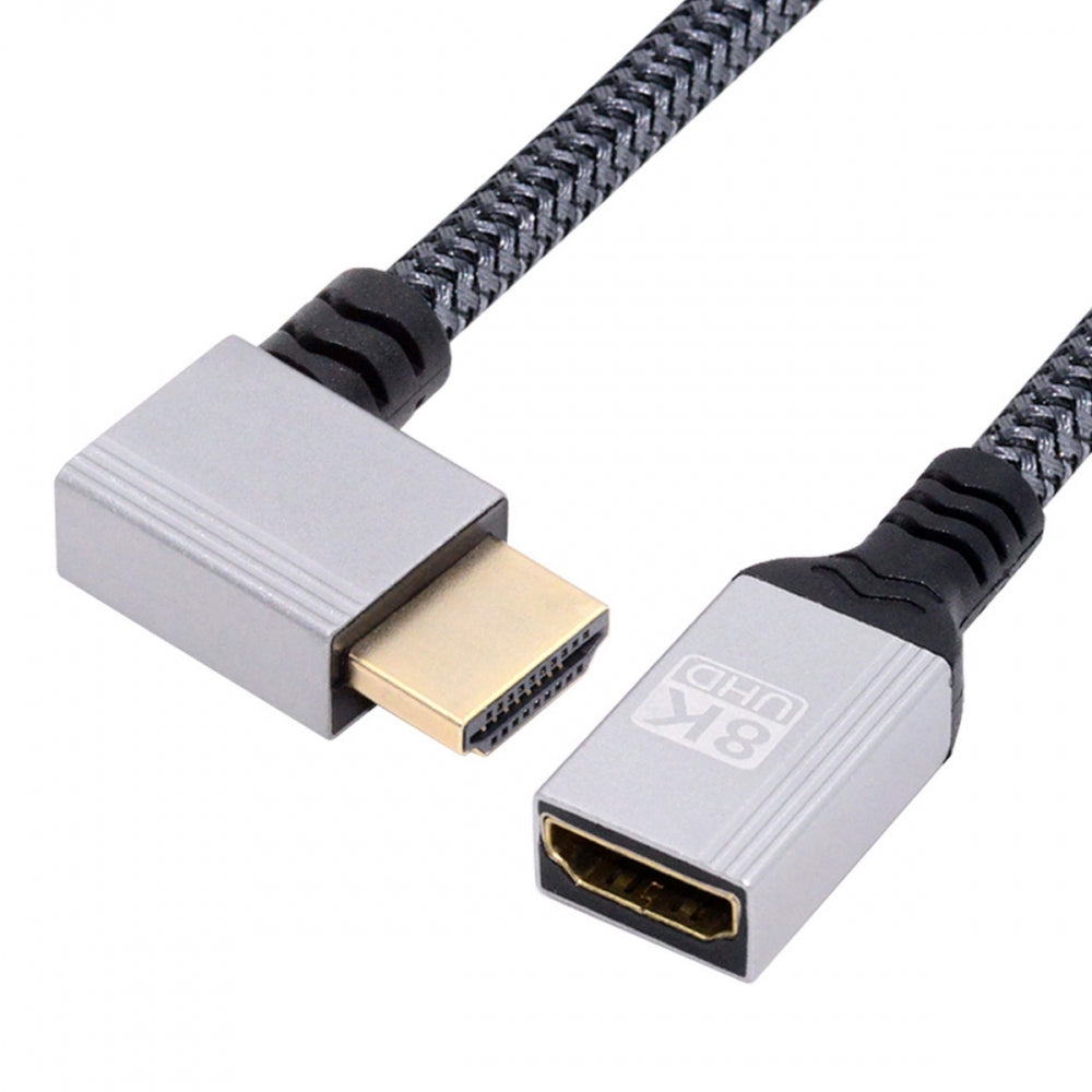 8K Type-A HDMI 2.1 Male 90 Degree Left Angled to HDMI Female Extension HDTV Cable for DV Camera Laptop Monitor