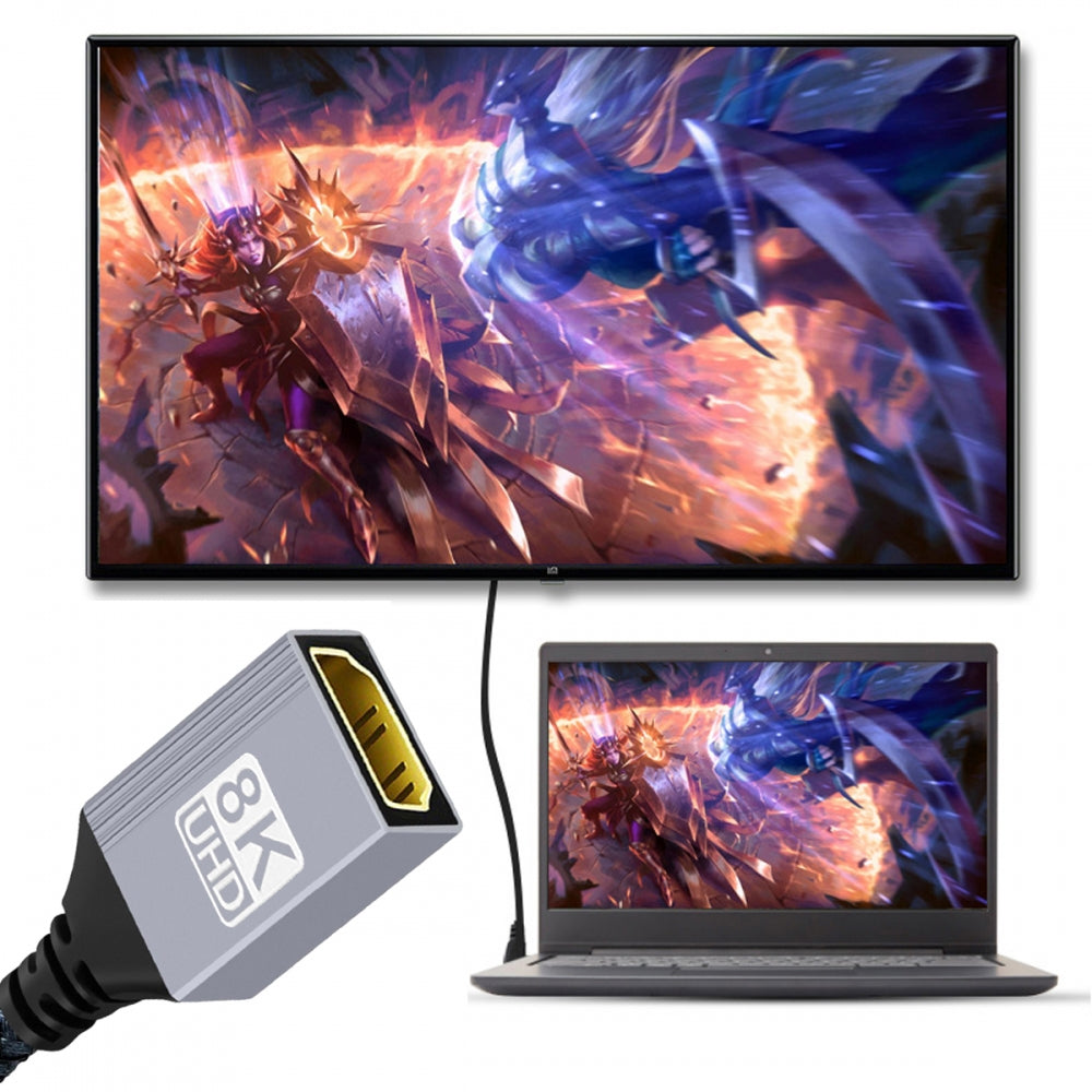 8K Type-A HDMI 2.1 Male 90 Degree Down Angled to HDMI Female Extension HDTV Cable for DV Camera Laptop Monitor
