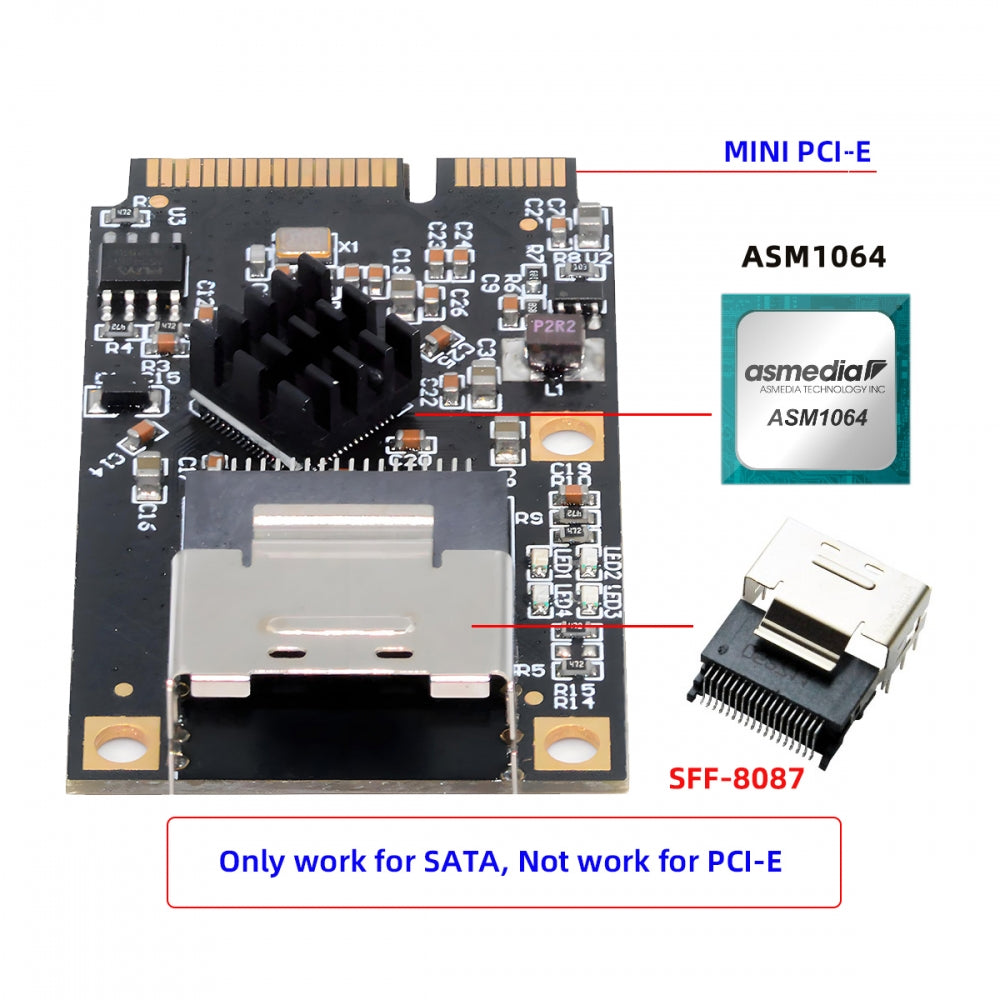 Mini PCI-E PCI Express to Mini SAS SFF-8087 SATA 3.0 Four Ports Adapter Converter 6Gbps Disk Extension Card for SSD