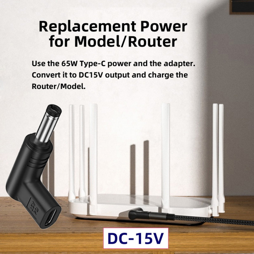 USB 3.1 Type C USB-C Female Input to DC 15V 5.5x2.1mm Plug Output Adapter PD Emulator Trigger 90 Degree Angled