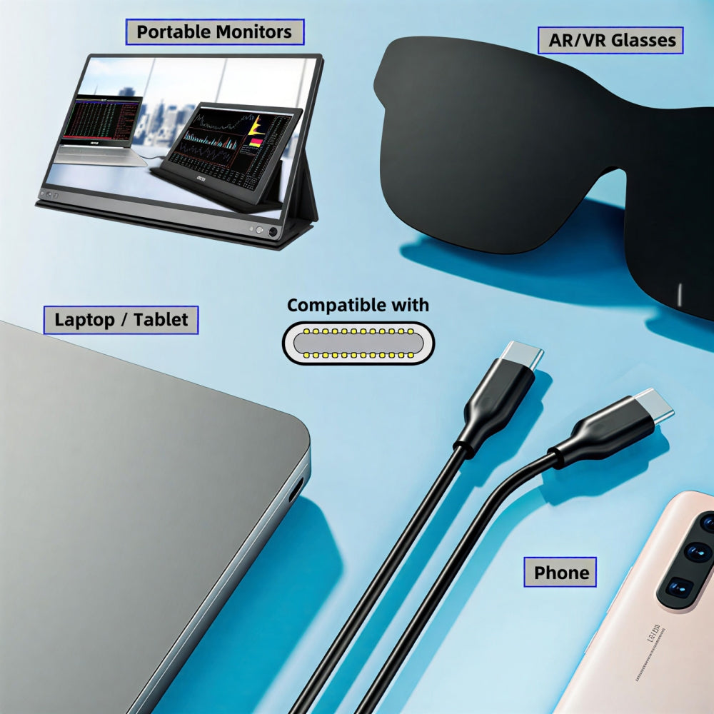 USB-C 10Gbps Type-C Video 4K Power PD 65W  Ultra-Fine Flexable Cable for VR AR Glasses NS Handheld Console