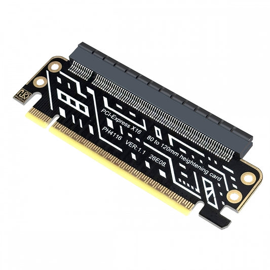PCIe 4.0 PCI-Expresss 5.0 16x Male to Female Riser Extended Card Adapter 80mm Low Profile to 120mm Bracket 1U to 2U
