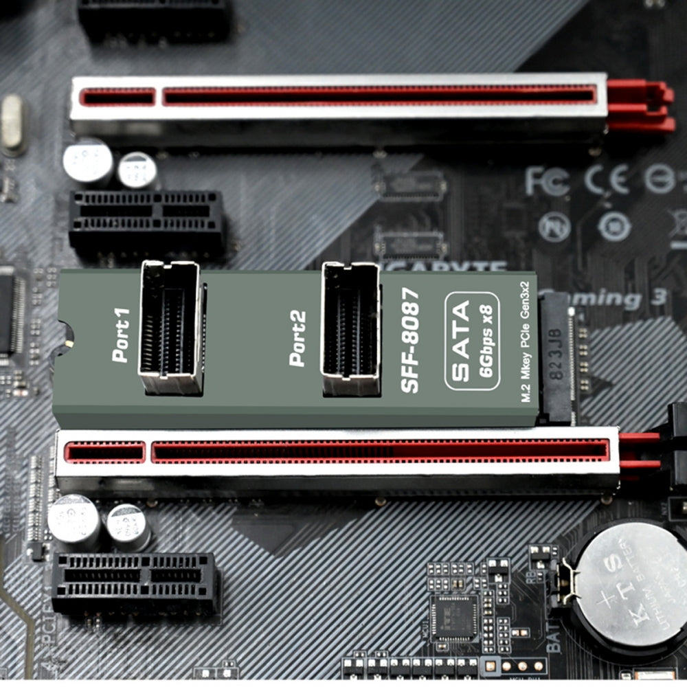 NGFF NVME M-Key PCI Express to Dual SFF-8087 8-Ports SATA 3.0 6Gbps Adapter Converter Hard Drive Extension Card 2280