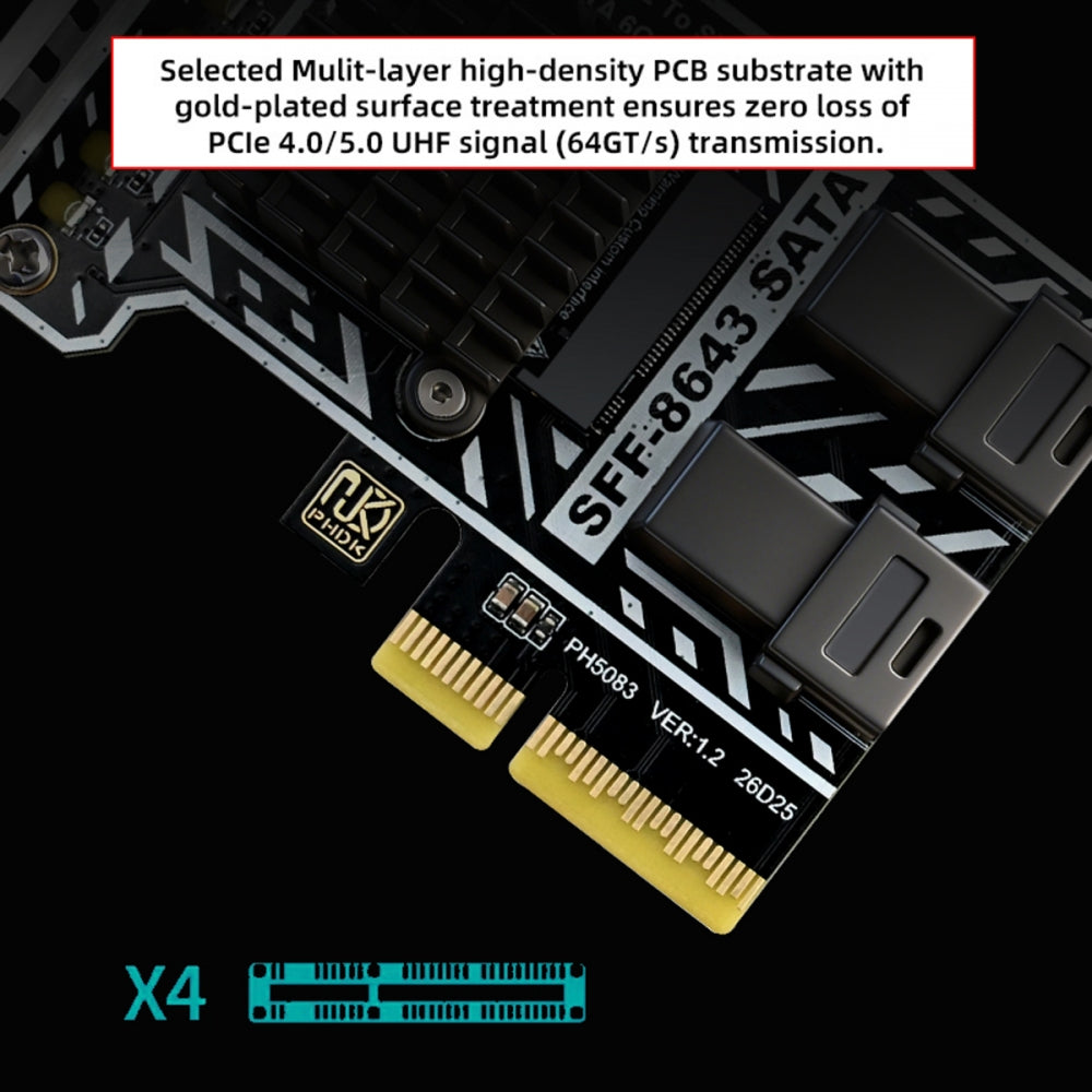 PCI Express 4X PCI-E 4.0 to Dual SFF-8643 8-Ports SATA 3.0 6Gbps Adapter Converter Disk Drive Extension Card