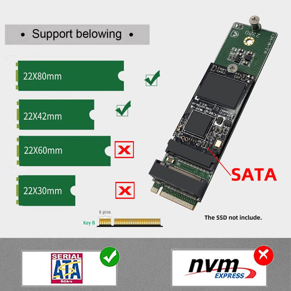 NGFF NVME M-Key Riser Card to Dual Ports 2242 2280 NGFF Key-B B+M SSD Adapter PCIE Packet Switch Compatible with NAS Industrial Control Motherboard