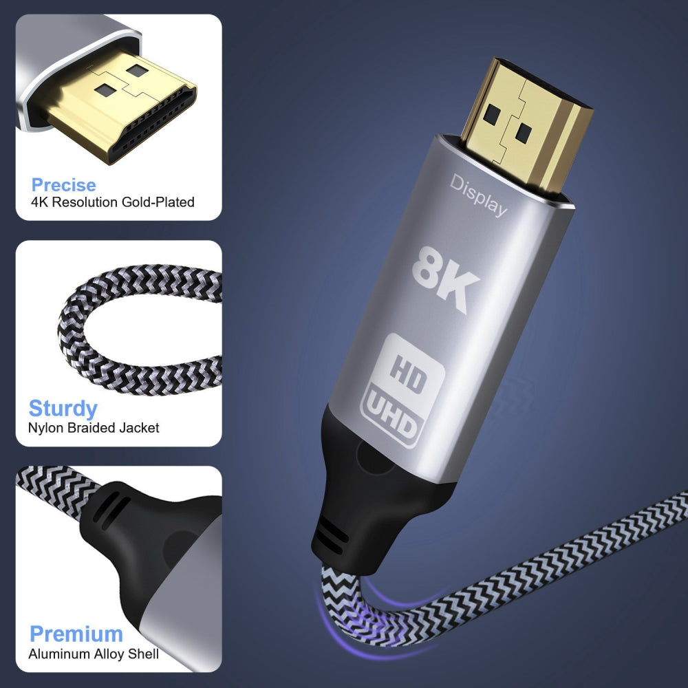 DisplayPort 1.4 Source to HDMI 2.0 Display 8K 60hz UHD 4K DP to HDMI Male Monitor Cable
