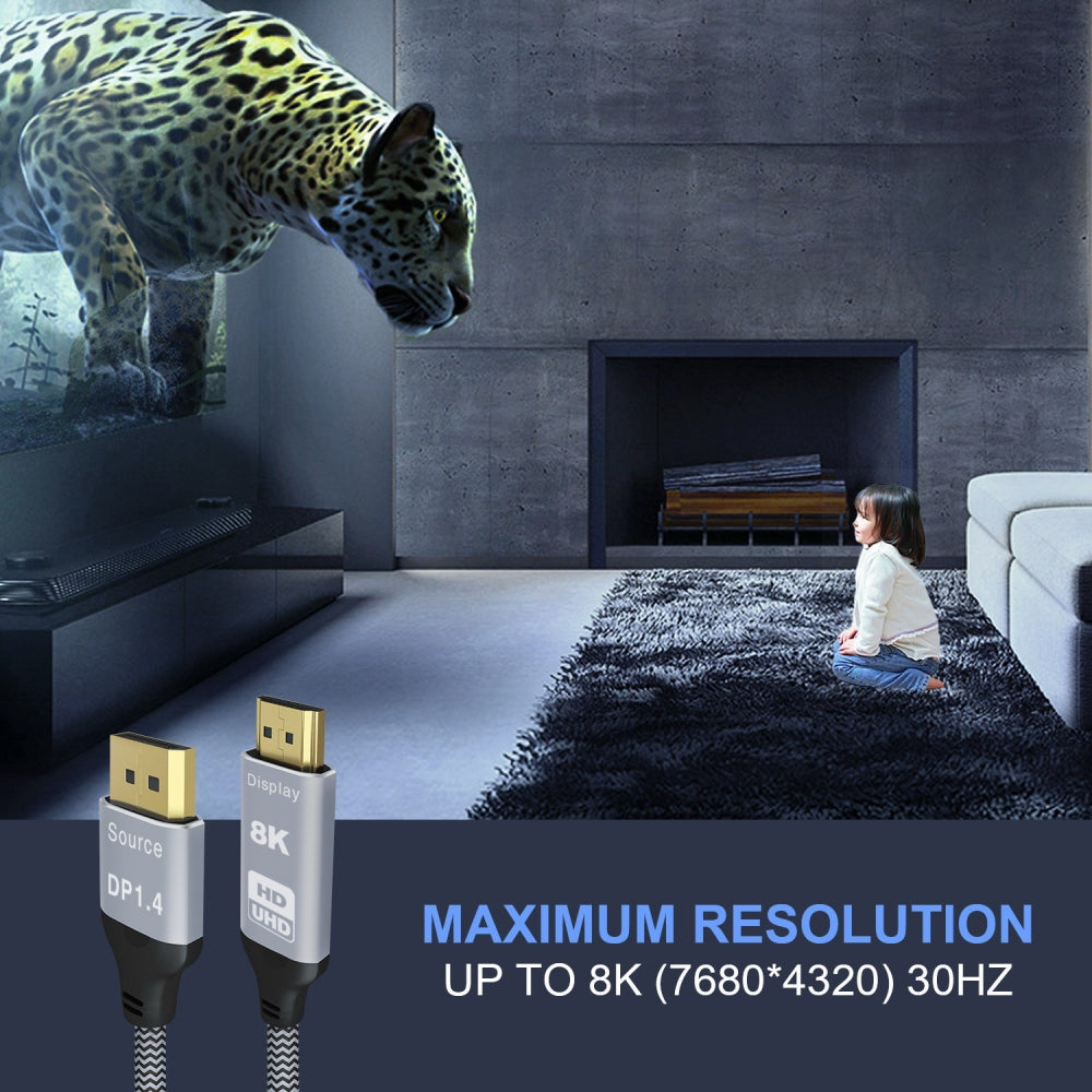 DisplayPort 1.4 Source to HDMI 2.0 Display 8K 60hz UHD 4K DP to HDMI Male Monitor Cable