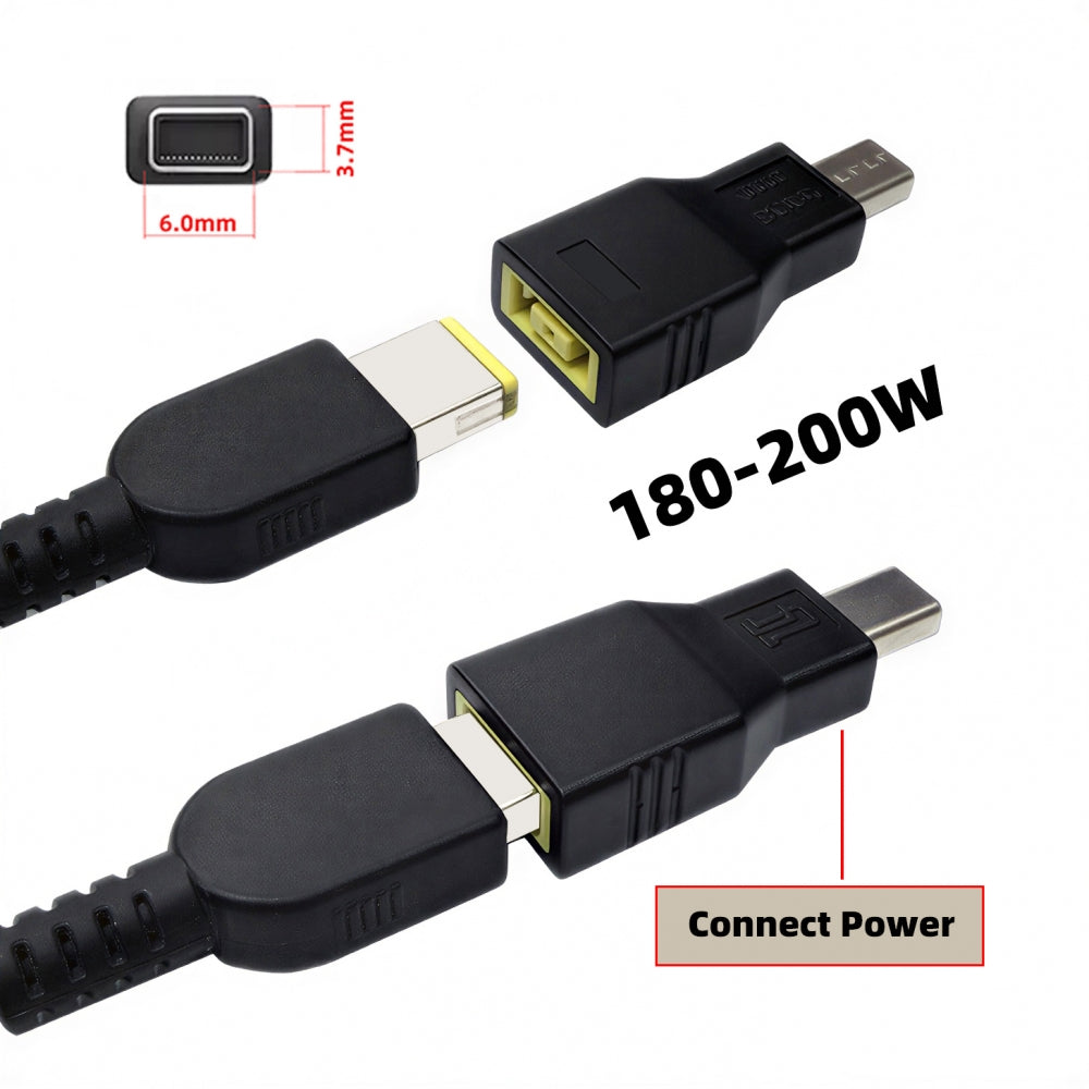 180W 200W Power Rectangle Jack Thinkpad X1 Input to Flow 14 16 Air Rectangle Plug Charge Adapter Compatible with ROG Laptop
