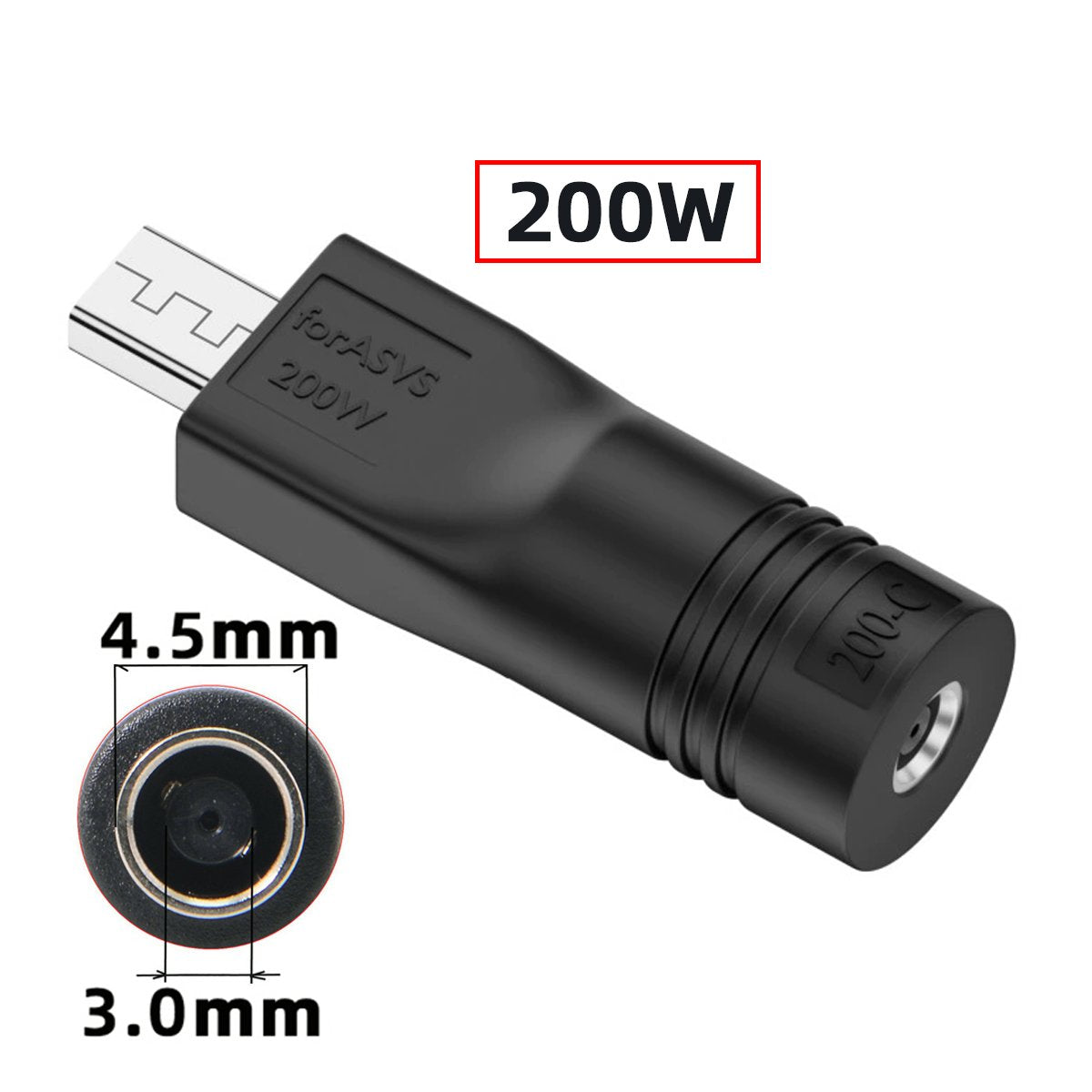 180W 200W Power DC Jack 4.5*3.0mm Input to Flow 14 16 Air Rectangle Plug Charge Adapter Compatible with ROG Laptop