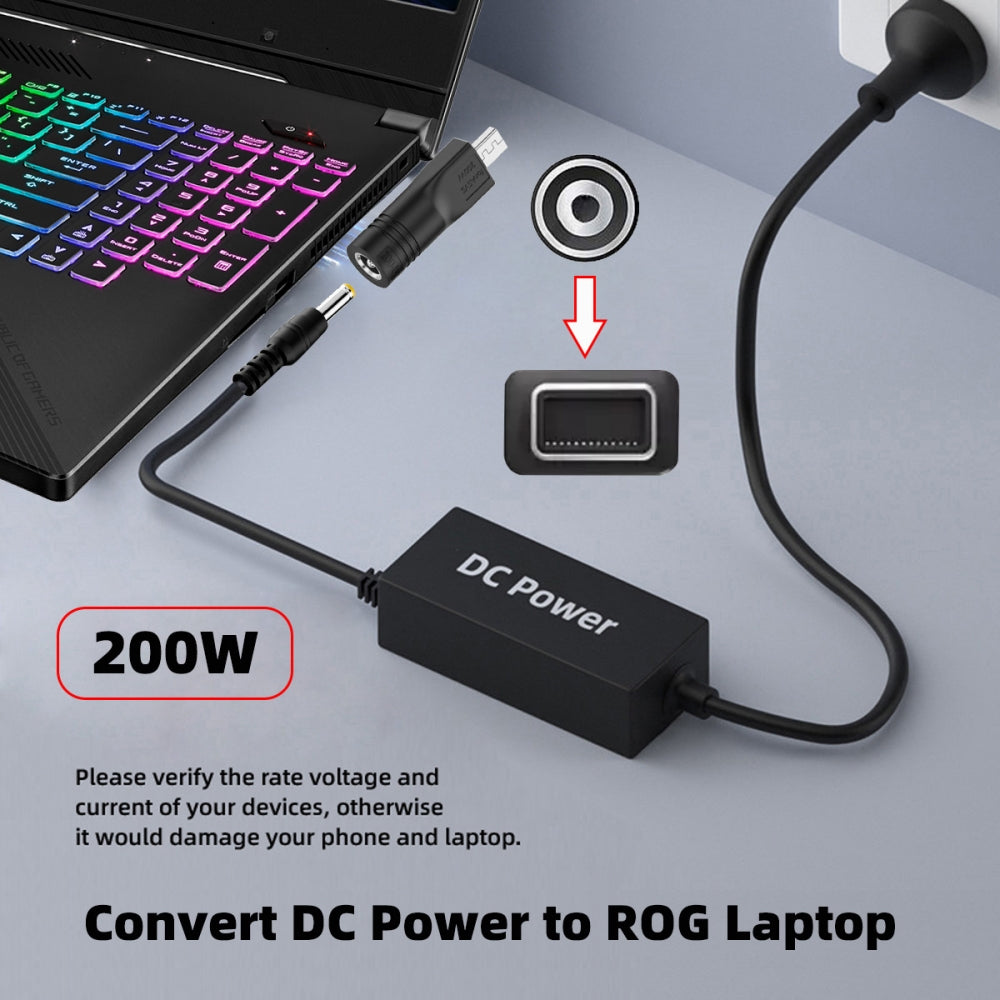 180W 200W Power DC Jack 4.5*3.0mm Input to Flow 14 16 Air Rectangle Plug Charge Adapter Compatible with ROG Laptop