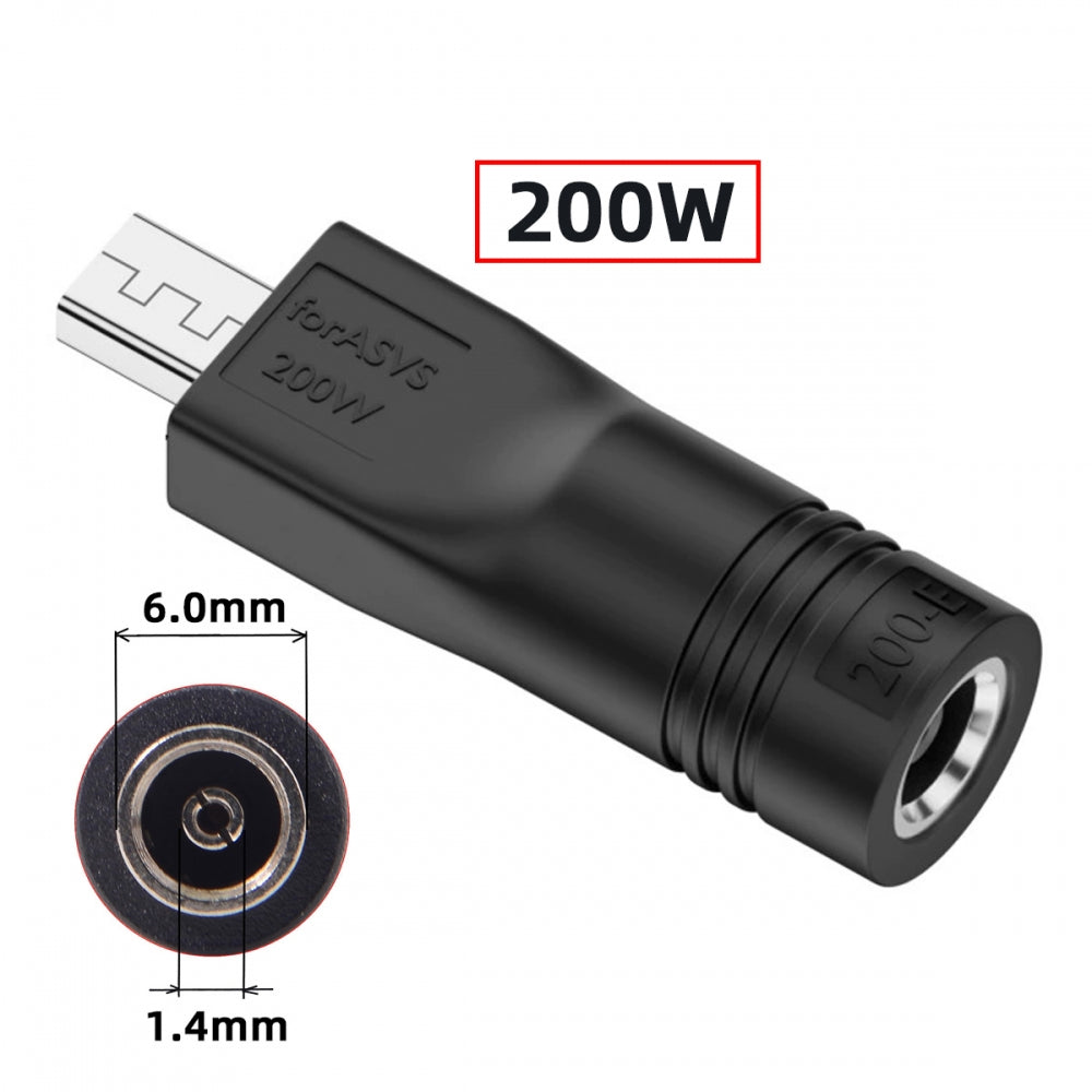 180W 200W Power DC Jack 6.0*1.4mm Input to Flow 14 16 Air Rectangle Plug Charge Adapter Compatible with ROG Laptop
