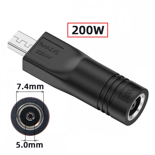 180W 200W Power DC Jack 7.4*5.0mm Input to Flow 14 16 Air Rectangle Plug Charge Adapter Compatible with ROG Laptop