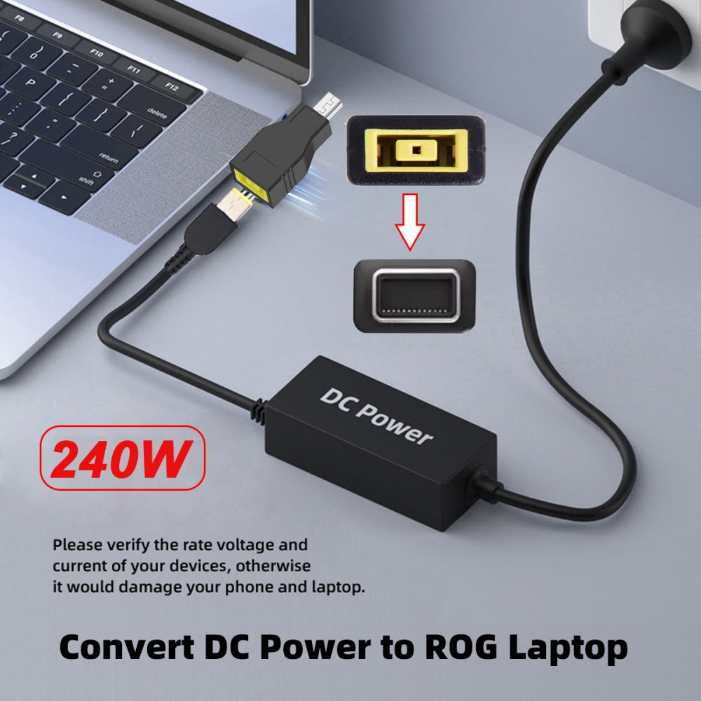 240W Power Rectangle Jack Thinkpad X1 Input to Flow Z13 14 16 Air Rectangle Plug Charge Adapter Compatible with ROG Laptop