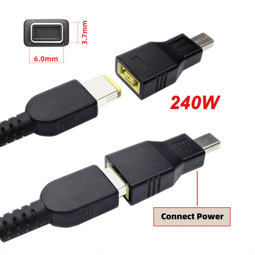 240W Power Rectangle Jack Thinkpad X1 Input to Flow Z13 14 16 Air Rectangle Plug Charge Adapter Compatible with ROG Laptop