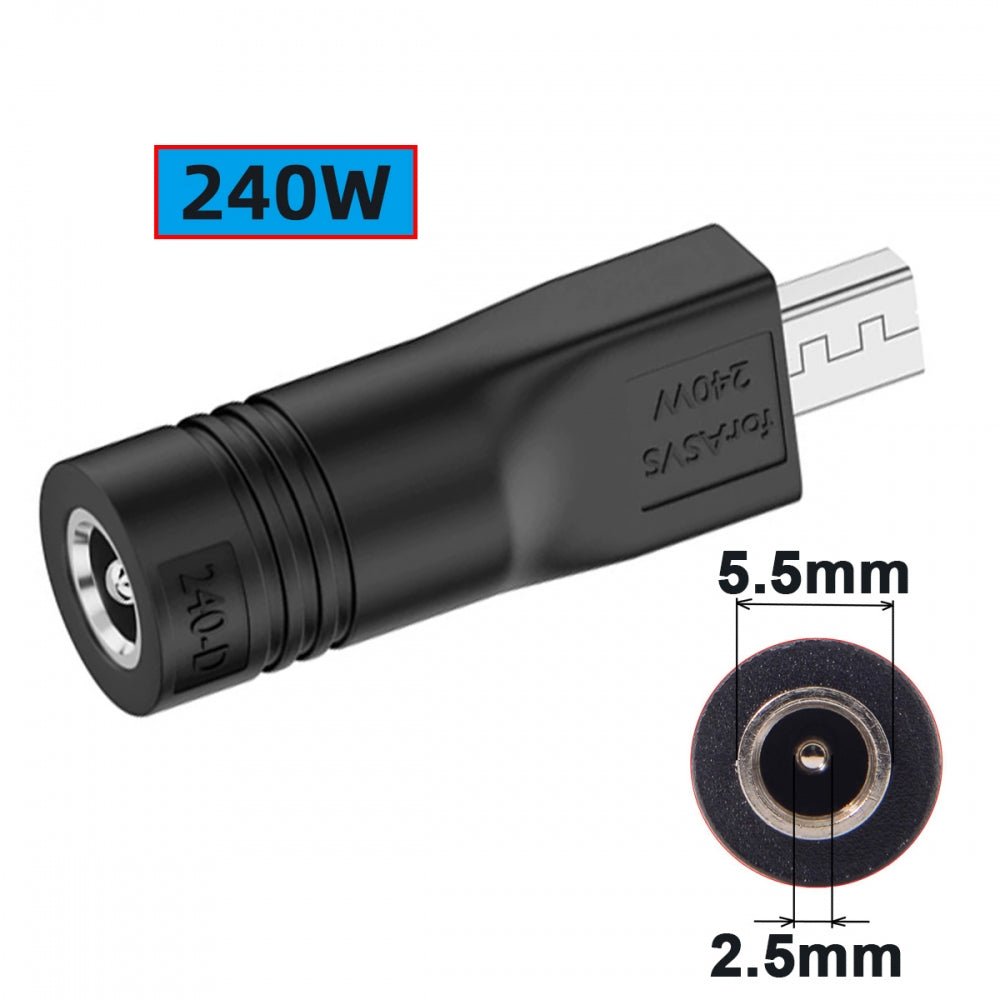 240W Power DC Jack 5.5*2.5mm Input to Flow Z13 14 16 Air Rectangle Plug Charge Adapter Compatible with ROG Laptop