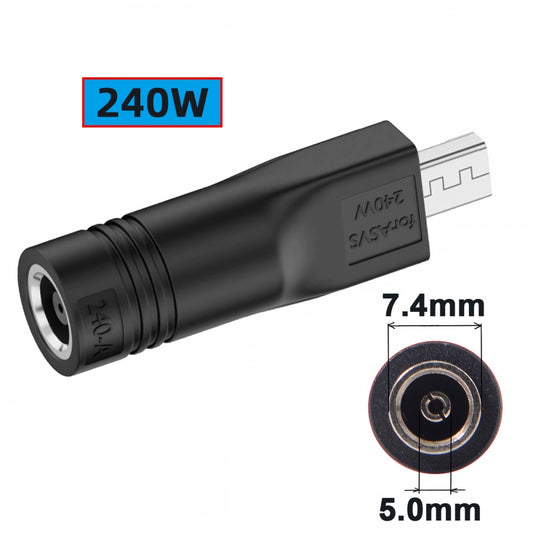 240W Power DC Jack 7.4*5.0mm Input to Flow Z13 14 16 Air Rectangle Plug Charge Adapter Compatible with ROG Laptop