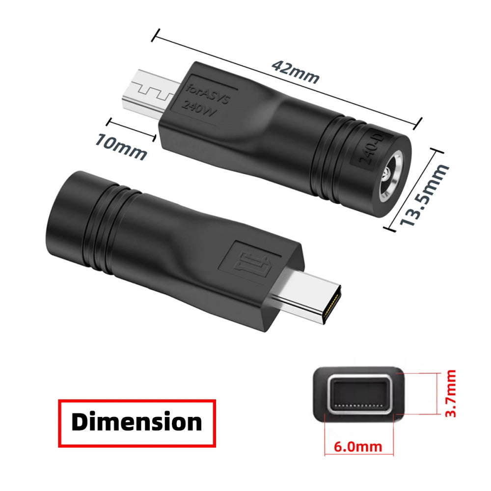 240W Power DC Jack 5.5*2.5mm Input to Flow Z13 14 16 Air Rectangle Plug Charge Adapter Compatible with ROG Laptop