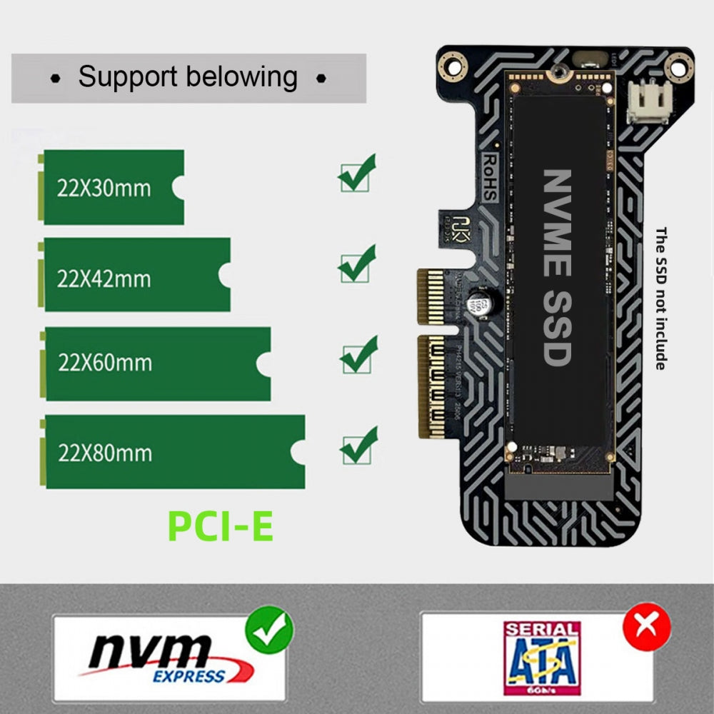 Low Profile PCI-E 5.0 PCI Express 4.0 X4 Lane to M.2 NGFF M-Key SSD NVME Adapter Card with Heat Sink