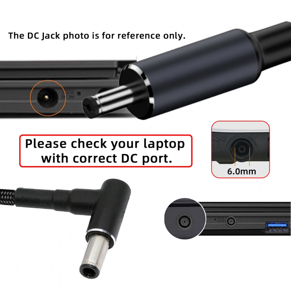100W Type-C USB-C Female Input to DC 6.0*1.4mm Plug Output Power 20V 5A PD Charge Cable 16cm for Laptop