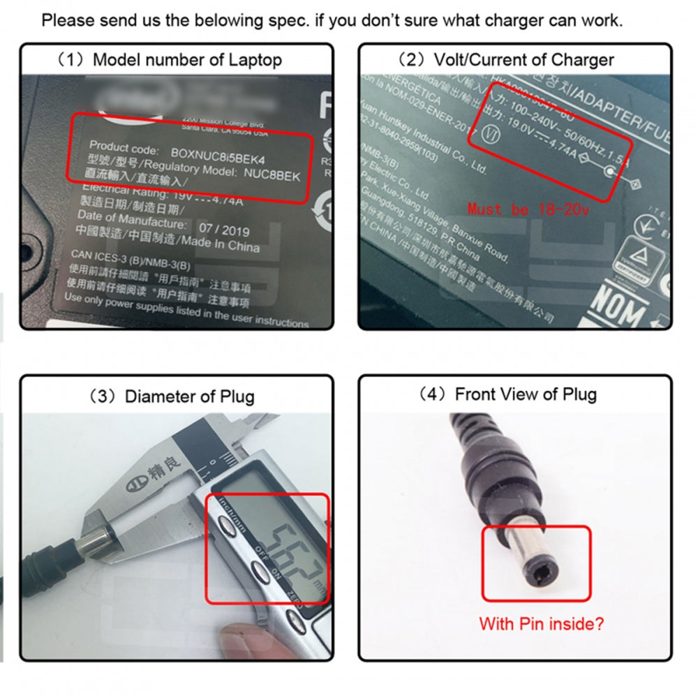 100W Type-C USB-C Female Input to DC 7.4*5.0mm Plug Output Power 20V 5A PD Charge Cable 16cm Compatible with HP-Laptop